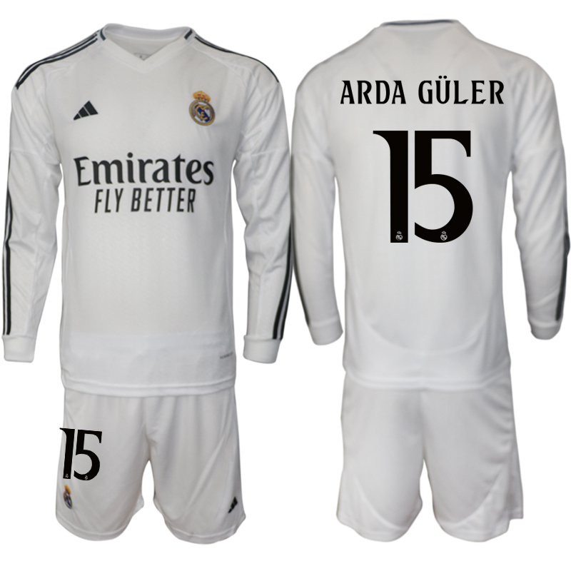 Men 2024-2025 Club Real Madrid home Long Sleeves White #15 Soccer Jersey->customized soccer jersey->Custom Jersey